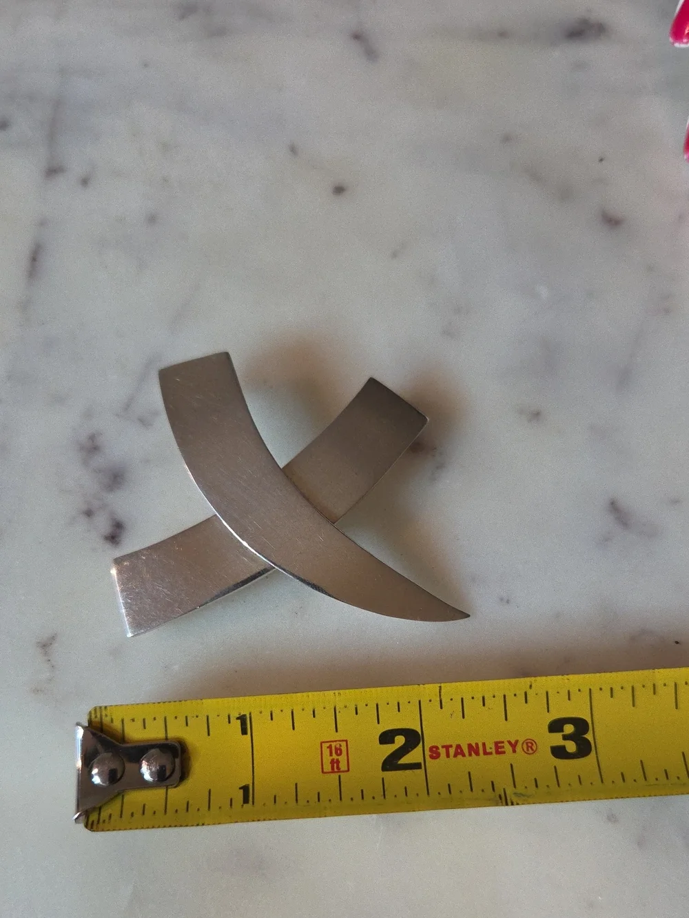 Sterling Silver .925 X-Shaped Brooch / Pendant Mexico
